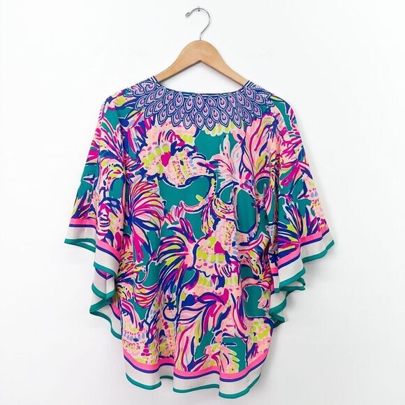 Lilly Pulitzer Women’s Letti Silk Caftan in Safari Sighted Silk Tunic Length Blo - Picture 2 of 10